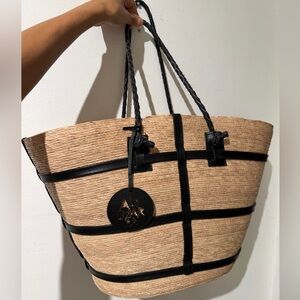 Altuzarra Watermill Raffia Basket Tote | Straw & Leather Designer Beach Bag